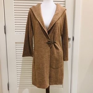 Long Wool Camel Coat with Hood